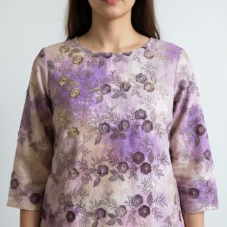 Țesătură din bumbac TIE DYE EMBROIDERY Poppy design J