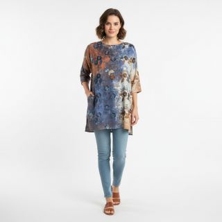 Țesătură din bumbac TIE DYE EMBROIDERY Poppy design I