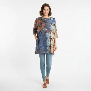 Țesătură din bumbac TIE DYE EMBROIDERY Poppy design I