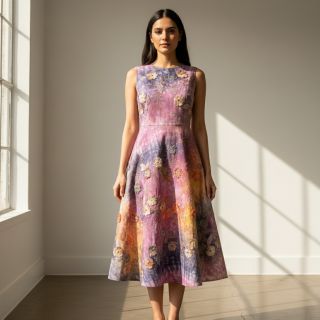 Țesătură din bumbac TIE DYE EMBROIDERY Poppy design E