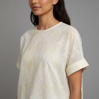 Țesătură din bumbac EMBROIDERY Tie-Dye yellow