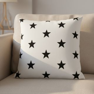 Țesătură din bumbac Stars white/black