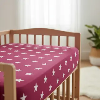 Țesătură din bumbac Stars cerise