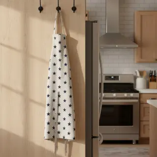 Țesătură din bumbac Stars white/navy