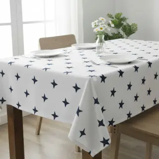 Țesătură din bumbac Stars white/navy
