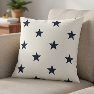 Țesătură din bumbac Stars white/navy