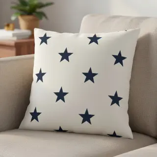 Țesătură din bumbac Stars white/navy