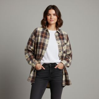 Țesătură din bumbac YARN DYED CHECK BRUSHED brown