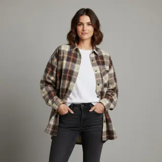 Țesătură din bumbac YARN DYED CHECK BRUSHED brown
