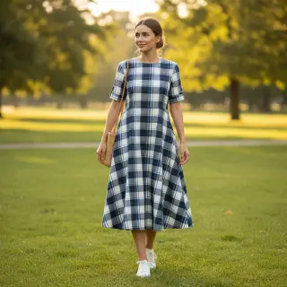 Țesătură din bumbac YARN DYED CHECK BRUSHED Silva design A