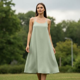 Poplin din bumbac sage