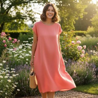 Poplin din bumbac coral