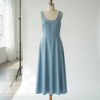 Poplin din bumbac light indigo