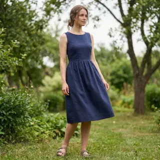 Poplin din bumbac navy