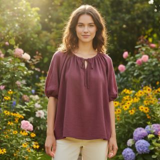 Țesătură din bumbac SLUB WASHED mauve