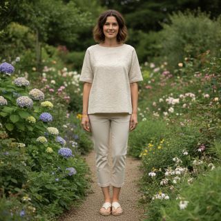 Țesătură din bumbac EMBROIDERY GABARDINE Luana natural