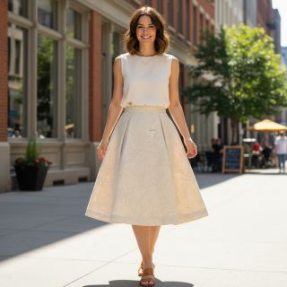 Țesătură din bumbac EMBROIDERY GABARDINE Luana natural