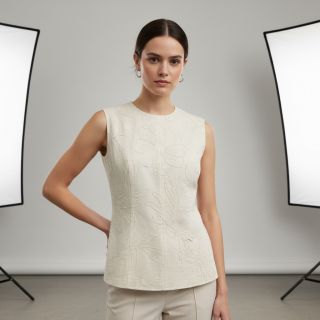 Țesătură din bumbac EMBROIDERY GABARDINE Luana natural