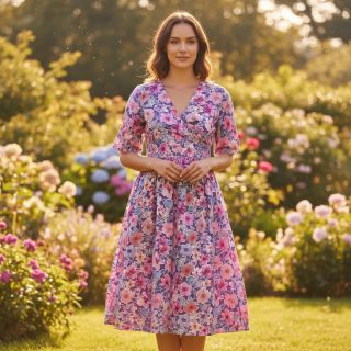 Țesătură din bumbac Significant flowers purple digital print