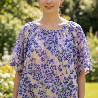 Țesătură din bumbac SATIN Purple flowers digital print