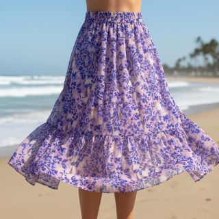 Țesătură din bumbac SATIN Purple flowers digital print