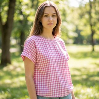 Țesătură din bumbac Check pink