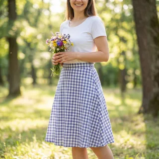 Țesătură din bumbac Check lavender