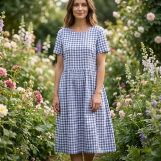 Țesătură din bumbac Check lavender