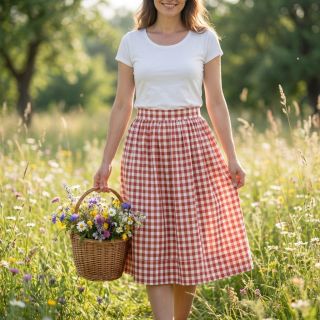 Țesătură din bumbac Check terra