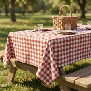 Țesătură din bumbac Check terra