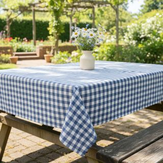 Țesătură din bumbac Check blue