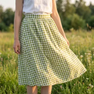 Țesătură din bumbac Check old lime