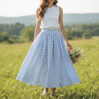 Țesătură din bumbac Check light blue