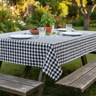 Țesătură din bumbac Check black