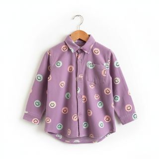 Țesătură din bumbac FLANNEL Happy faces lavender