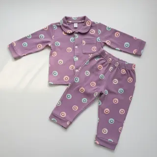 Țesătură din bumbac FLANNEL Happy faces lavender