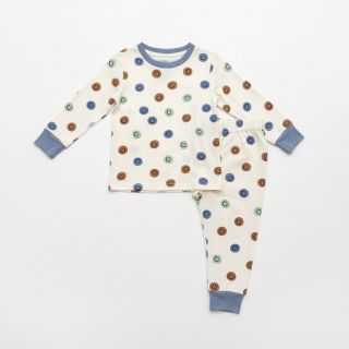 Țesătură din bumbac FLANNEL Happy faces off white green