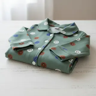 Țesătură din bumbac FLANNEL Happy faces army green