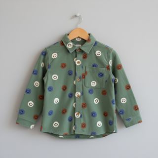 Țesătură din bumbac FLANNEL Happy faces army green