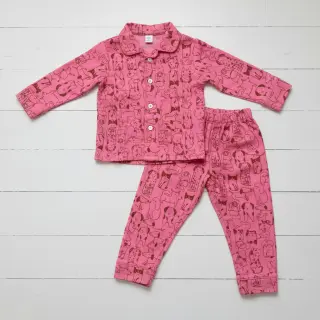 Țesătură din bumbac FLANNEL Dogs pink