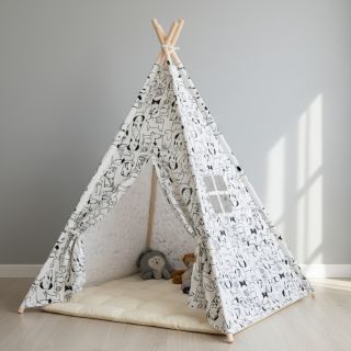 Țesătură din bumbac FLANNEL Dogs off white