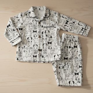 Țesătură din bumbac FLANNEL Dogs off white