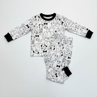 Țesătură din bumbac FLANNEL Dogs off white