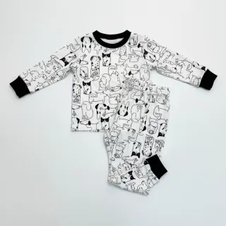 Țesătură din bumbac FLANNEL Dogs off white