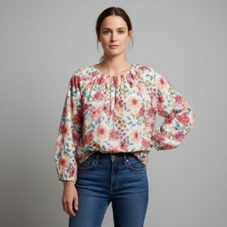 Țesătură din bumbac Flower Sonja red digital print