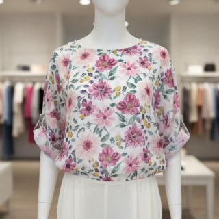 Țesătură din bumbac Flower Sonja mauve digital print