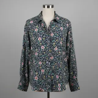 Țesătură din bumbac Flowers Tara navy design B digital print