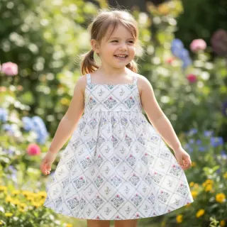 Țesătură din bumbac Flowers Tara off white design A digital print