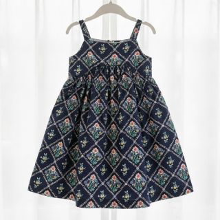 Țesătură din bumbac Flowers Tara navy design A digital print