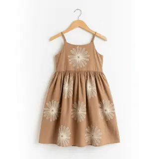 Țesătură din bumbac EMBROIDERY Flowie cinnamon